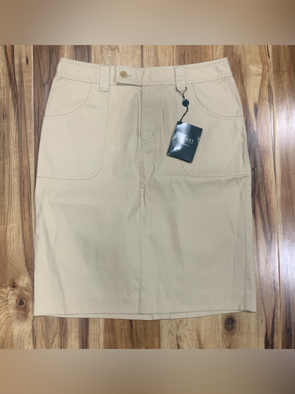 Lauren Ralph Lauren Khaki Skirt Uniform Cotton Preppy Academia Office Womens 4